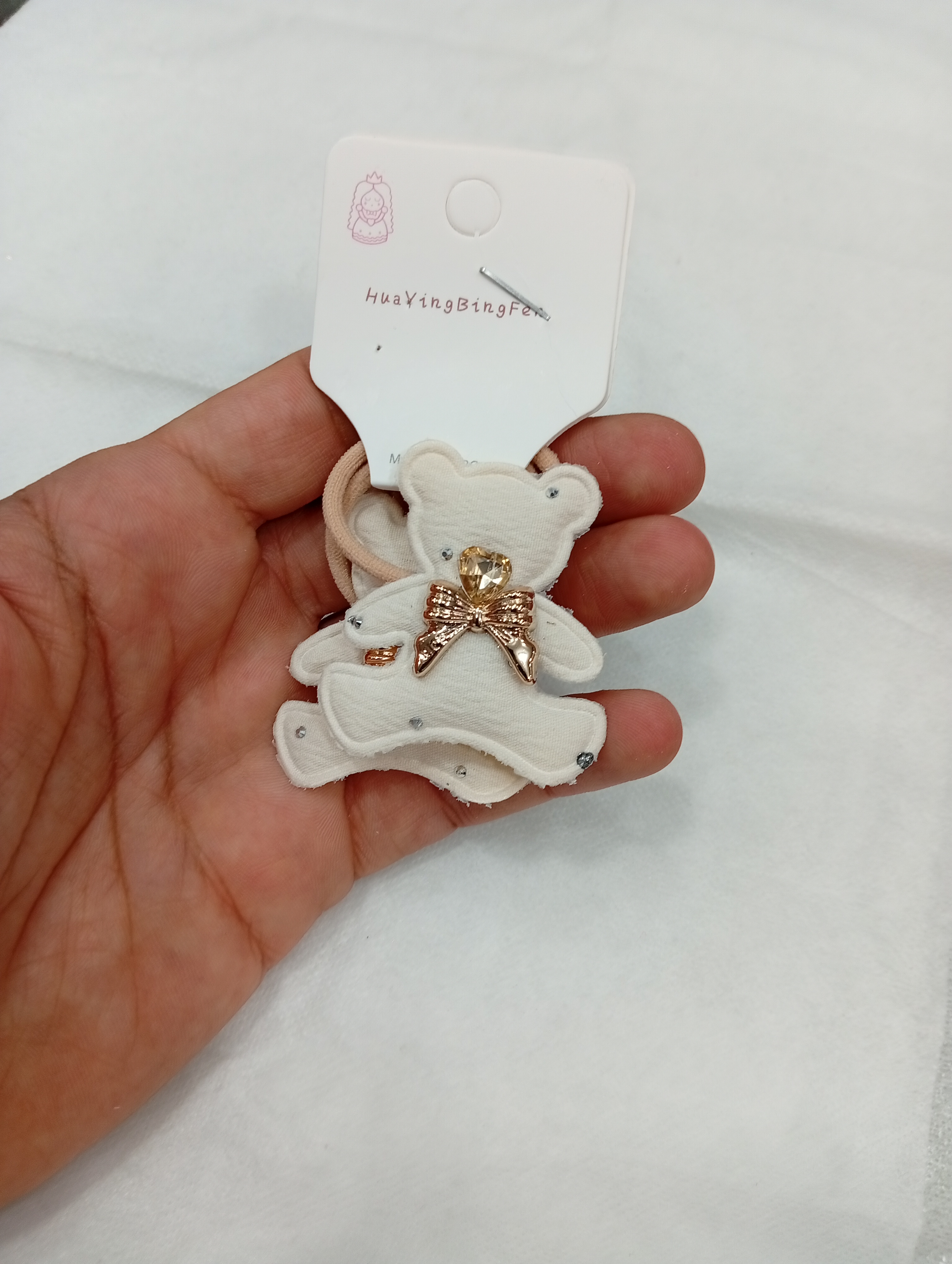 کش موی پارچه ای طرح خرسی - 70 تومن - سفید